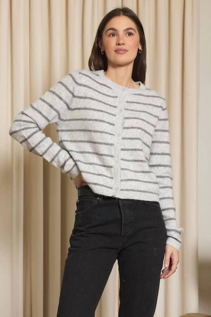 NEW STITCHES & STRIPES silverton stripe cardigan in cinder combo